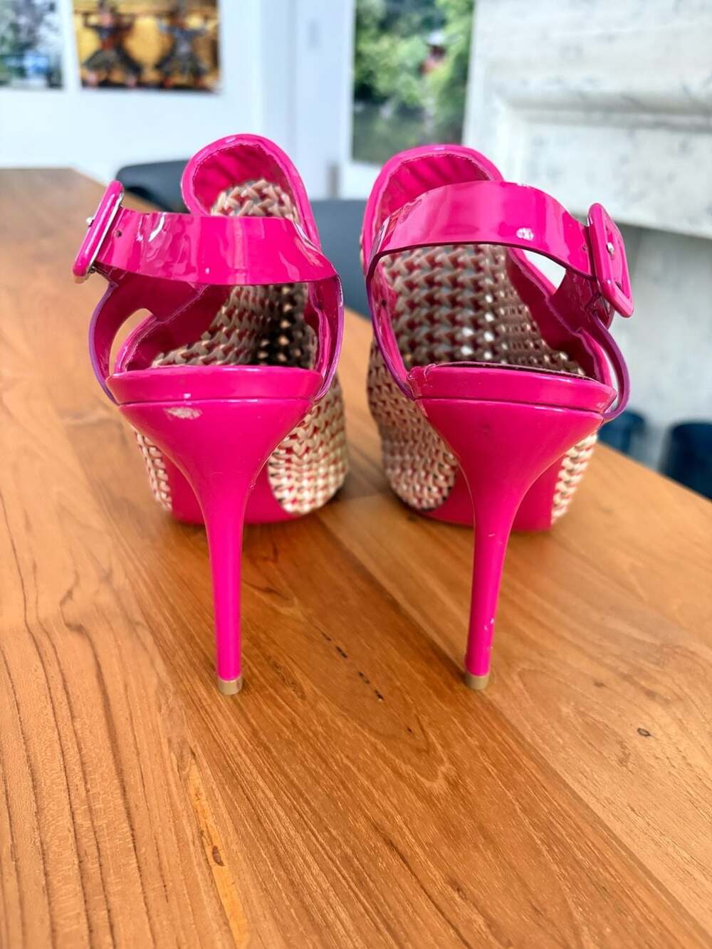 Salvatore Ferragamo Leather Hot Pink Slingback Stiletto Heels Ladies Size 8.5 - Picture 5 of 9